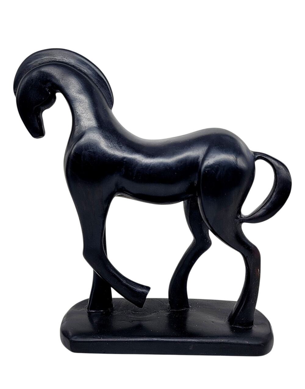 Grecian Trojan Black Stallion Horse Stone Statue Stand Art Sculpture Equestria
